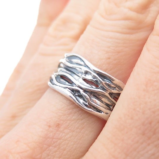 HAGIT GORALI 925 Sterling Silver Vintage Modernist Nest Band Ring Size 7.25