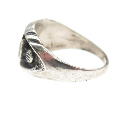Old Pawn 925 Sterling Silver Vintage Southwestern Turquoise Tribal Ring Size 9.5