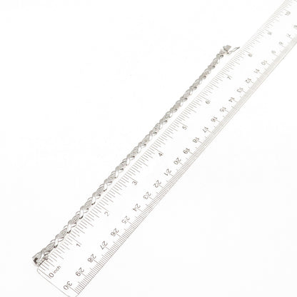 925 Sterling Silver Real Round-Cut Diamond XO Hugs & Kisses Bracelet 7.5"
