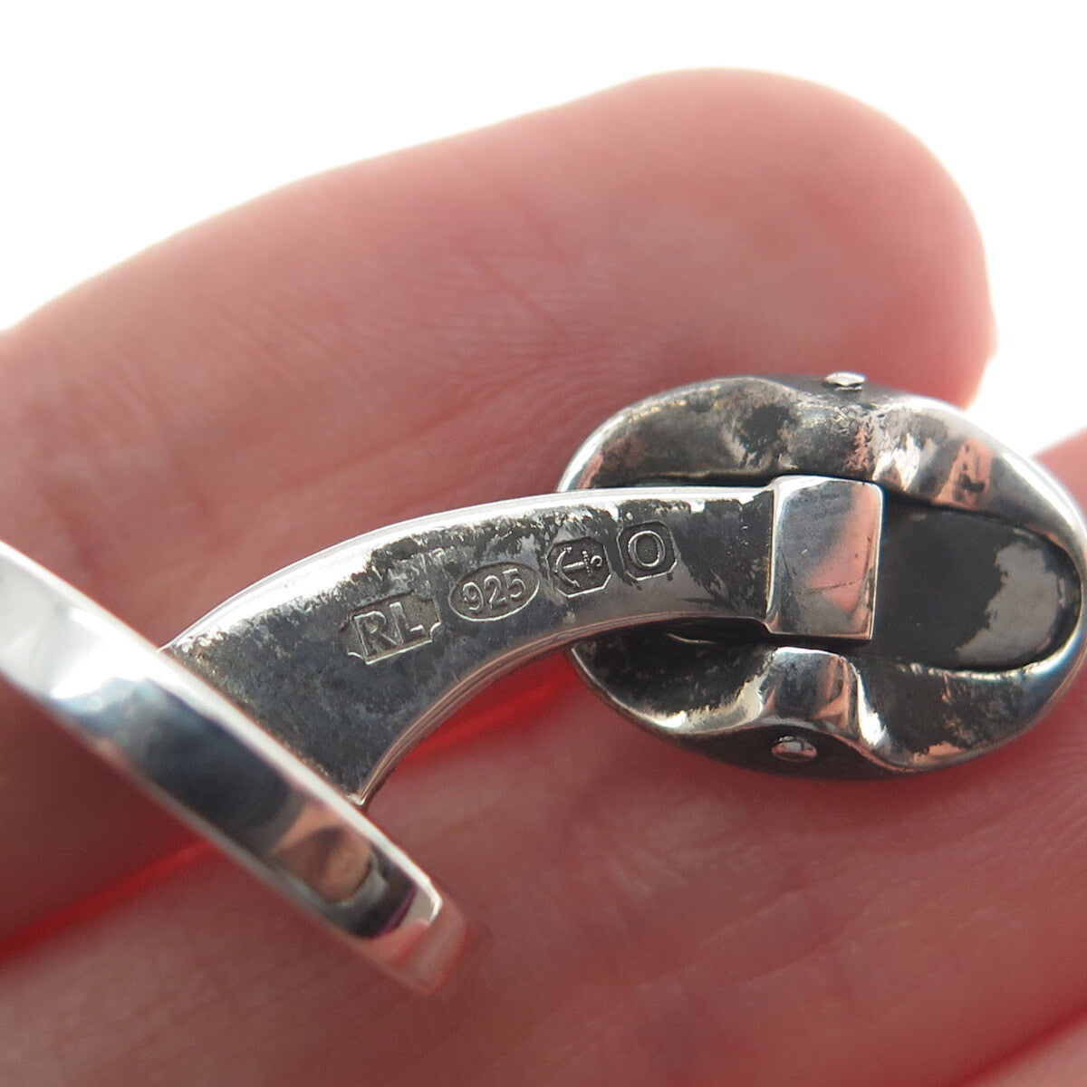 RALPH LAUREN 925 Sterling Silver Antique Birmingham "JSJ" Signet Cufflinks