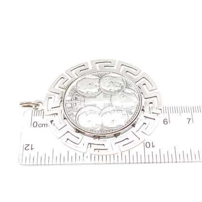 835 Silver Coin & Sterling Frame Vintage 1963 Greece 30 Drachmai Paul I Pendant