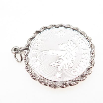 JAY POSON 925 Sterling Silver Vintage Merry Christmas Candle Charm Pendant