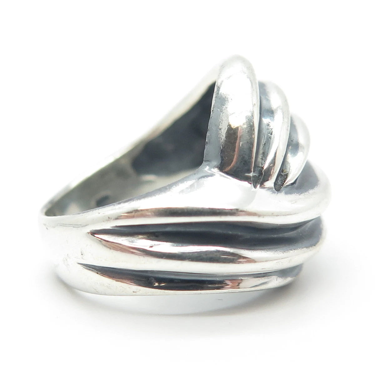 925 Sterling Silver Vintage Ribbed Ring Size 5.75