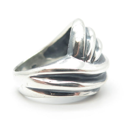 925 Sterling Silver Vintage Ribbed Ring Size 5.75