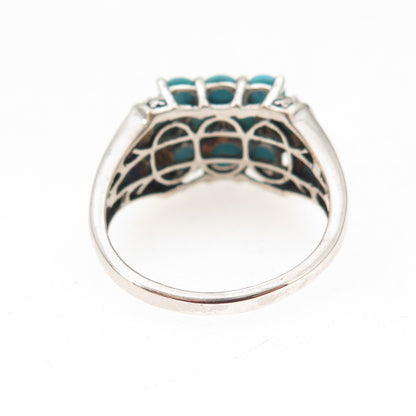 Chuck Clemency 925 Sterling Silver Real Blue Diamond & Turquoise Ring Size 10