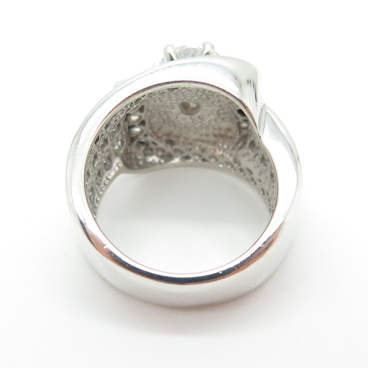 UNCAS 925 Sterling Silver Round & Princess-Cut C Z Promise Ring Size 6