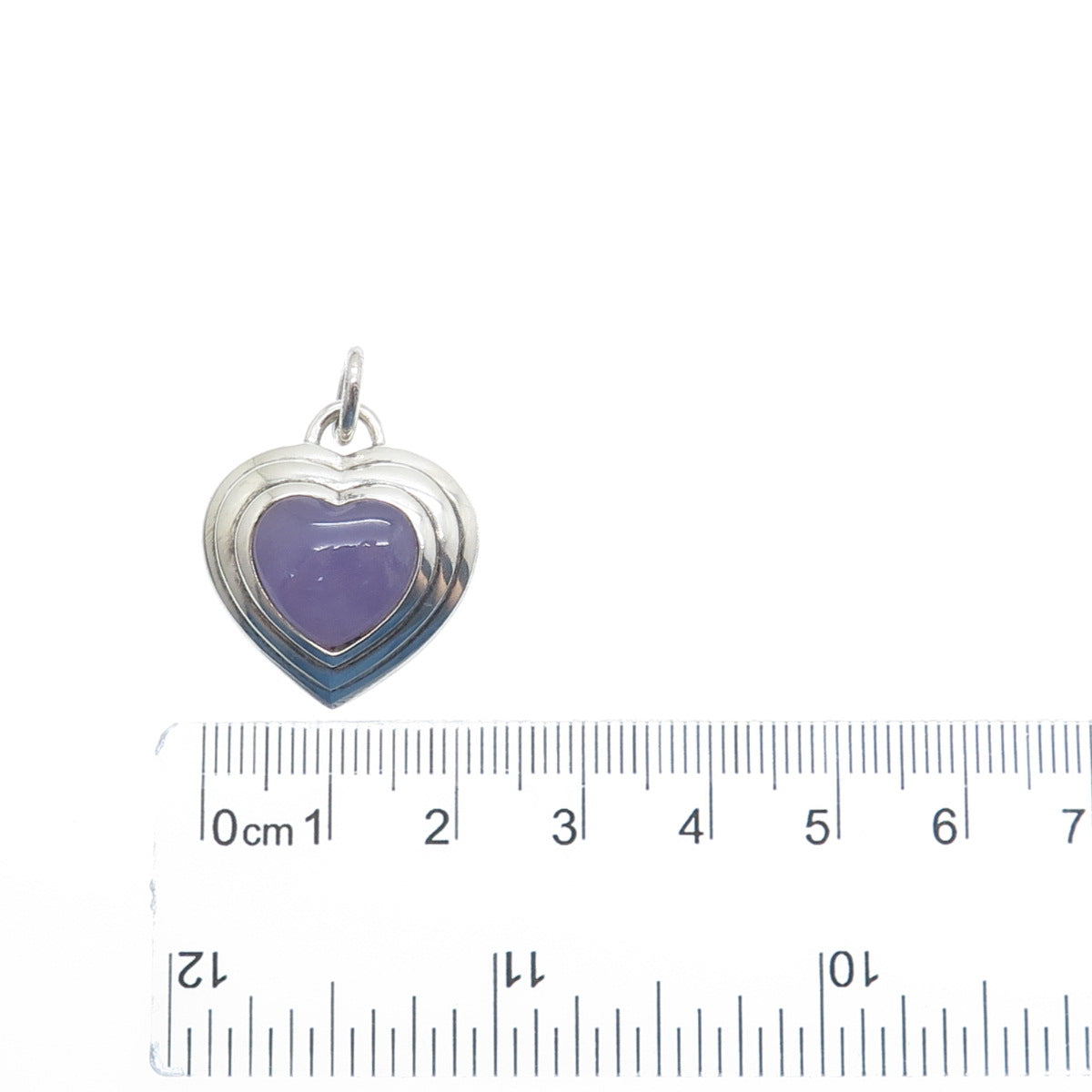 CNA PRANDA 925 Sterling Silver Vintage Real Lavender Jade Heart Charm Pendant