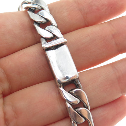 925 Sterling Silver Vintage Mexico Figaro Link Oxidized Bracelet 8"