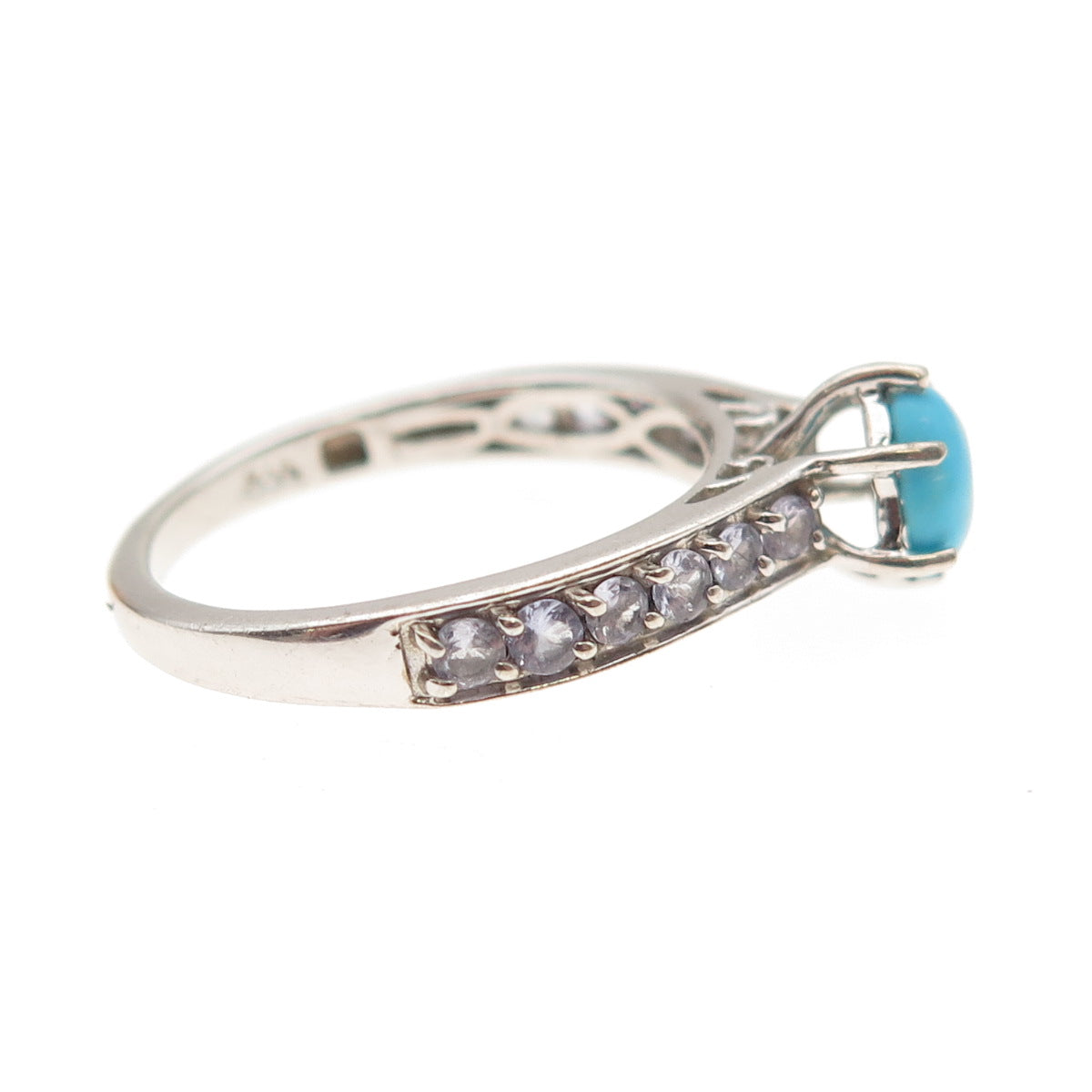 Chuck Clemency 925 Sterling Silver Real Turquoise & Iolite Ring Size 7