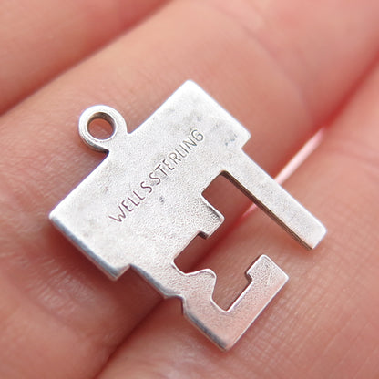 WELLS 925 Sterling Silver Vintage Happy Birthday 13 Charm Pendant