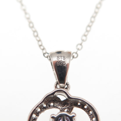 Chuck Clemency 925 Sterling Silver Real Tanzanite Topaz Heart Chain Necklace 20"