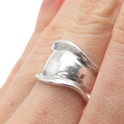 925 Sterling Silver Vintage Modernist Wavy Band Ring Size 6.75