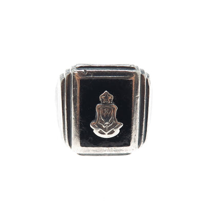 BATES & KLINKE 925 Sterling Silver Antique Black Onyx Boy Scouts Ring Size 9.25