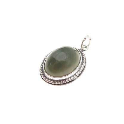 925 Sterling Silver Vintage BE Poland Real Jade Mini Charm Pendant