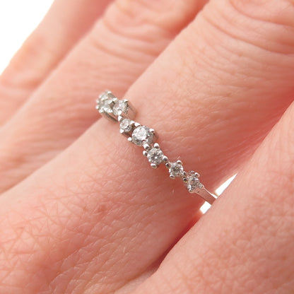 925 Sterling Silver Round-Cut C Z Half Eternity Stackable Ring Size 7.25