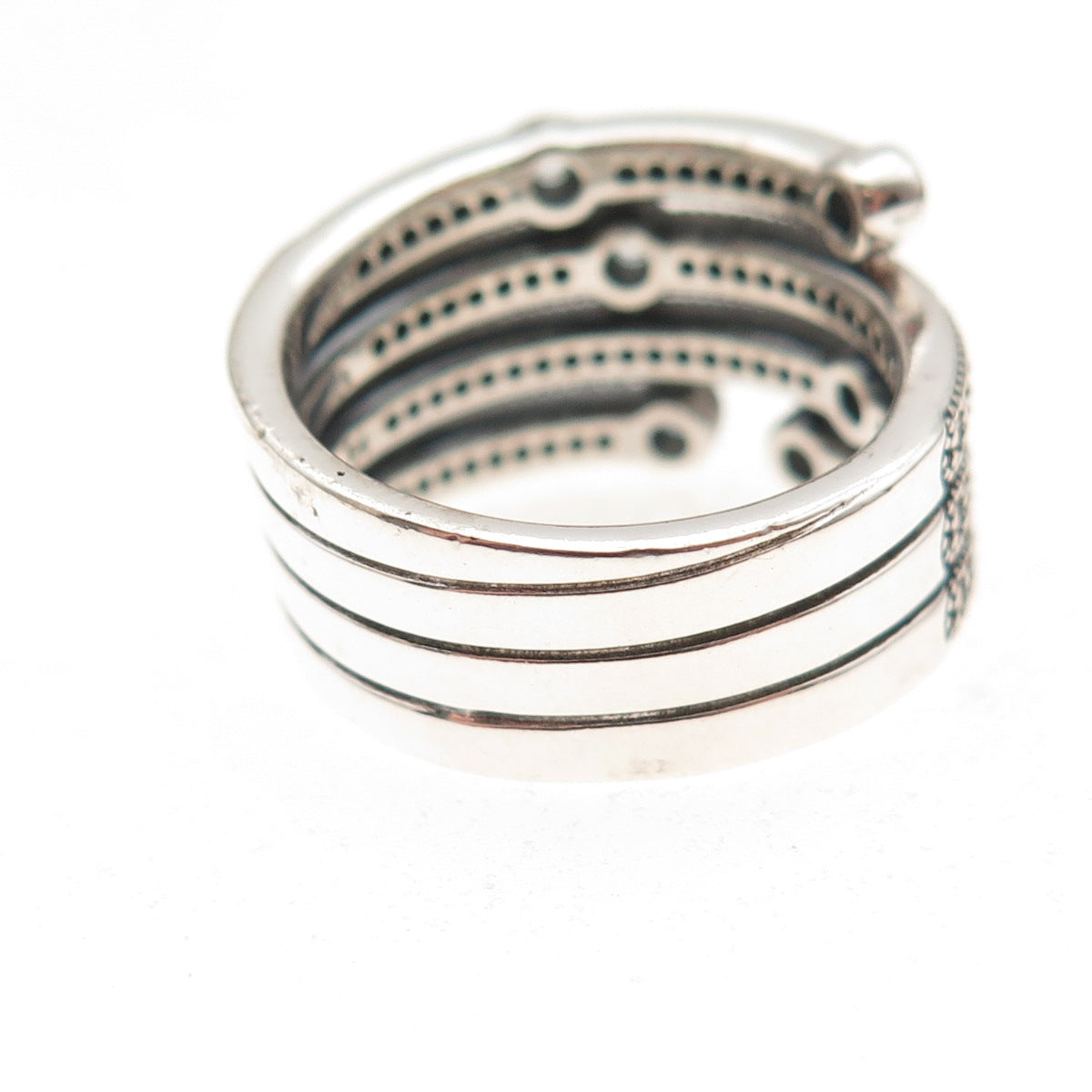 Pandora 925 Sterling Silver Blue C Z Shimmering Ocean Ring Size 7
