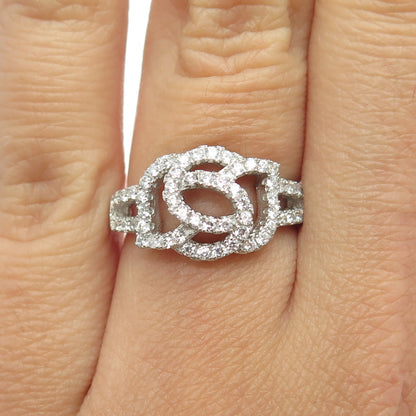 925 Sterling Silver Pave C Z Ring Size 5.5