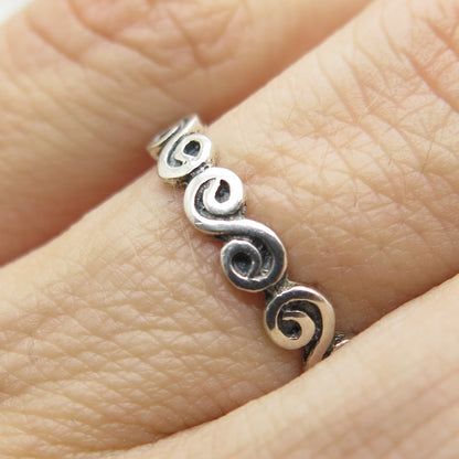 925 Sterling Silver Vintage Swirl Band Ring Size 5.75