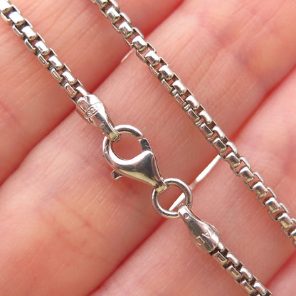 925 Sterling Silver Vintage Italy Round Box Chain Necklace 16"