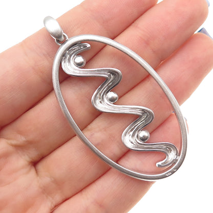 925 Sterling Silver Vintage Real Pearl Modernist Zig Zag Pendant