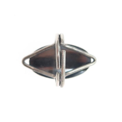 BEAU Sterling Silver Antique Art Deco Filigree Oxidized Adjustable Ring Size 6