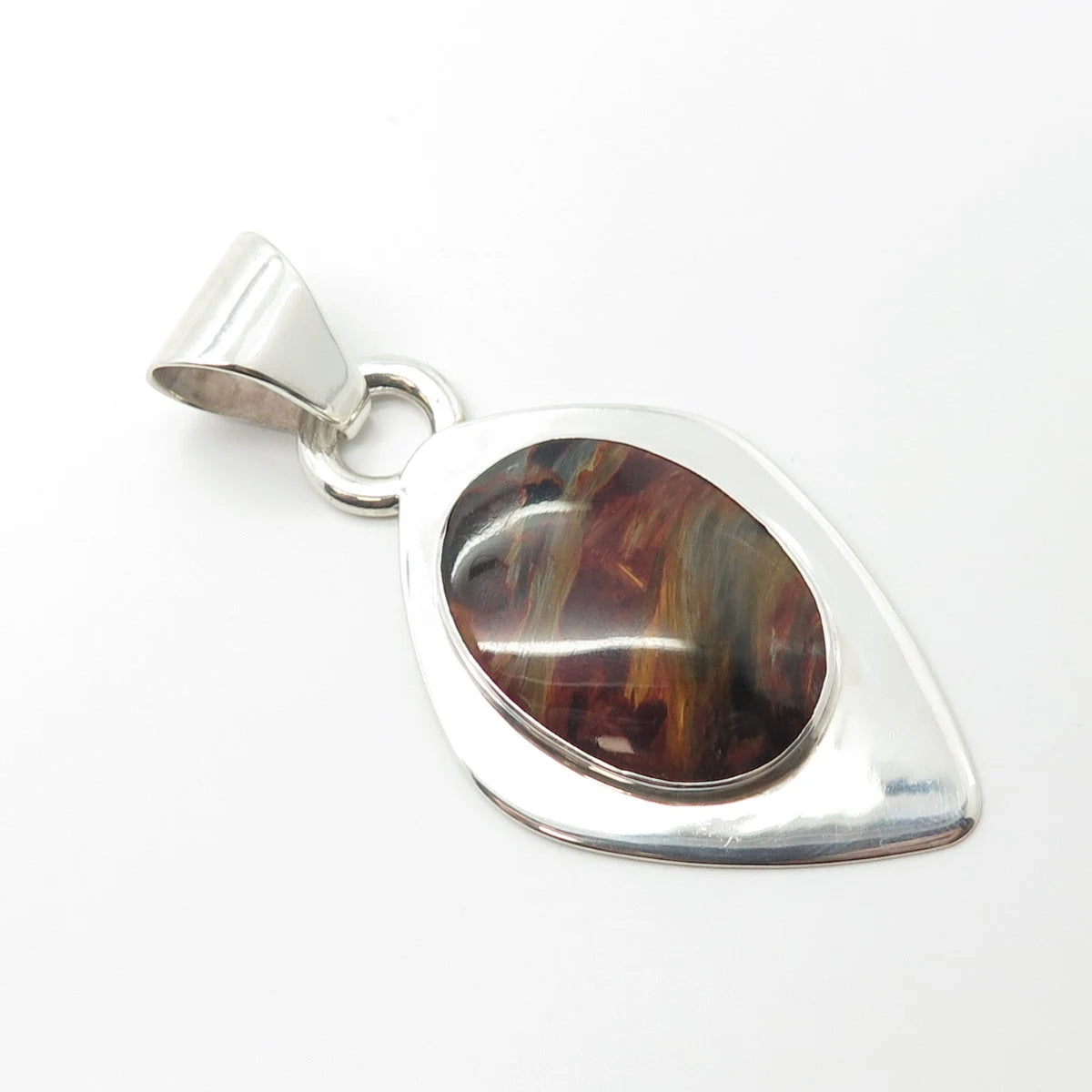 Jay King Desert Rose Sterling Silver Vintage Real Tiger Eye Modernist Pendant