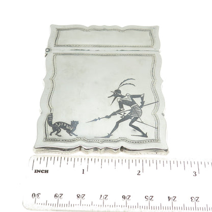 WHITING MFG CO. 925 Sterling Silver Antique Art Deco Cat & Warrior Card Case #7