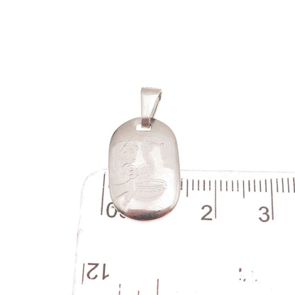 925 Sterling Silver Italy Engraved Baptism Charm Pendant