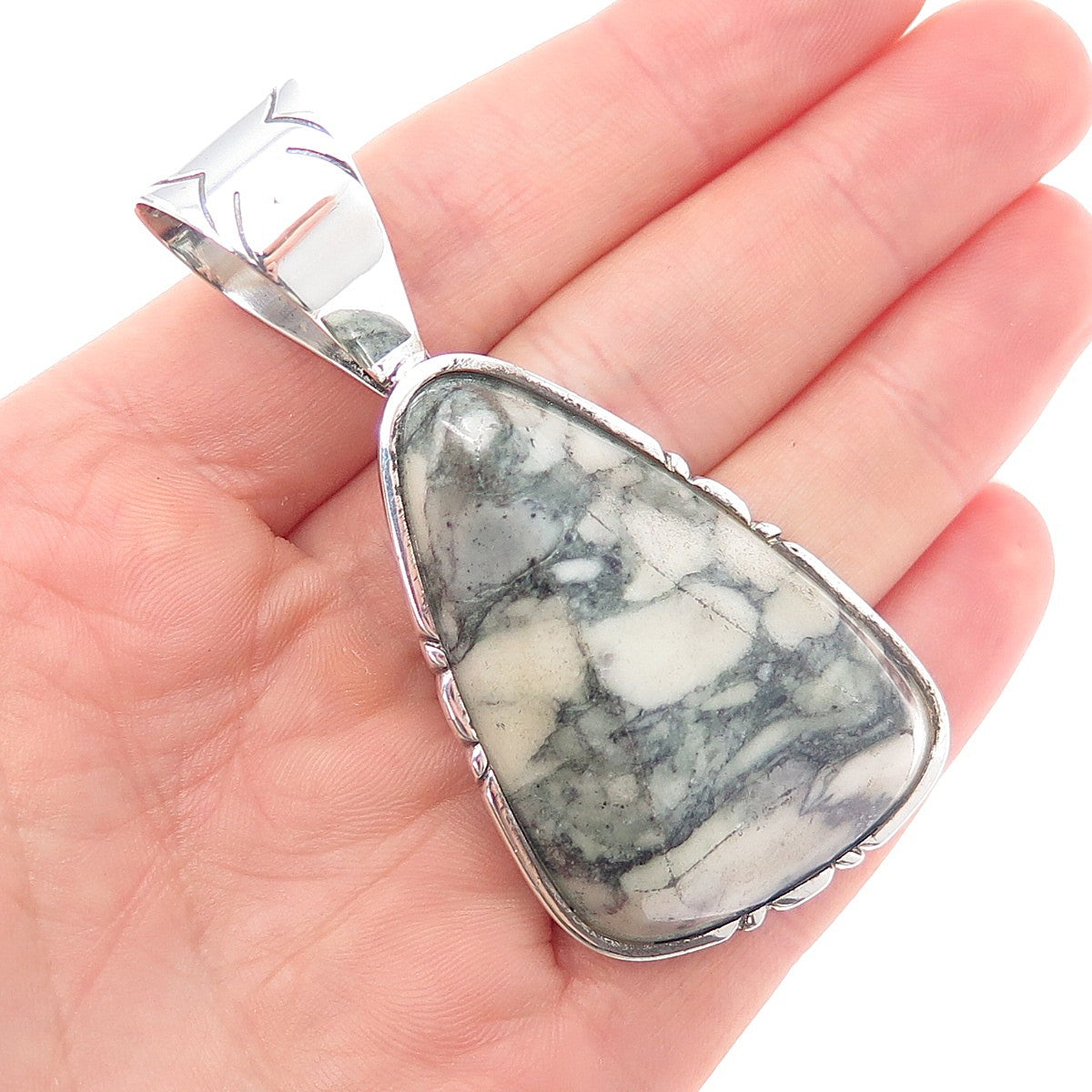 Jay King Desert Rose 925 Sterling Silver Vintage Real Jasper Modernist Pendant
