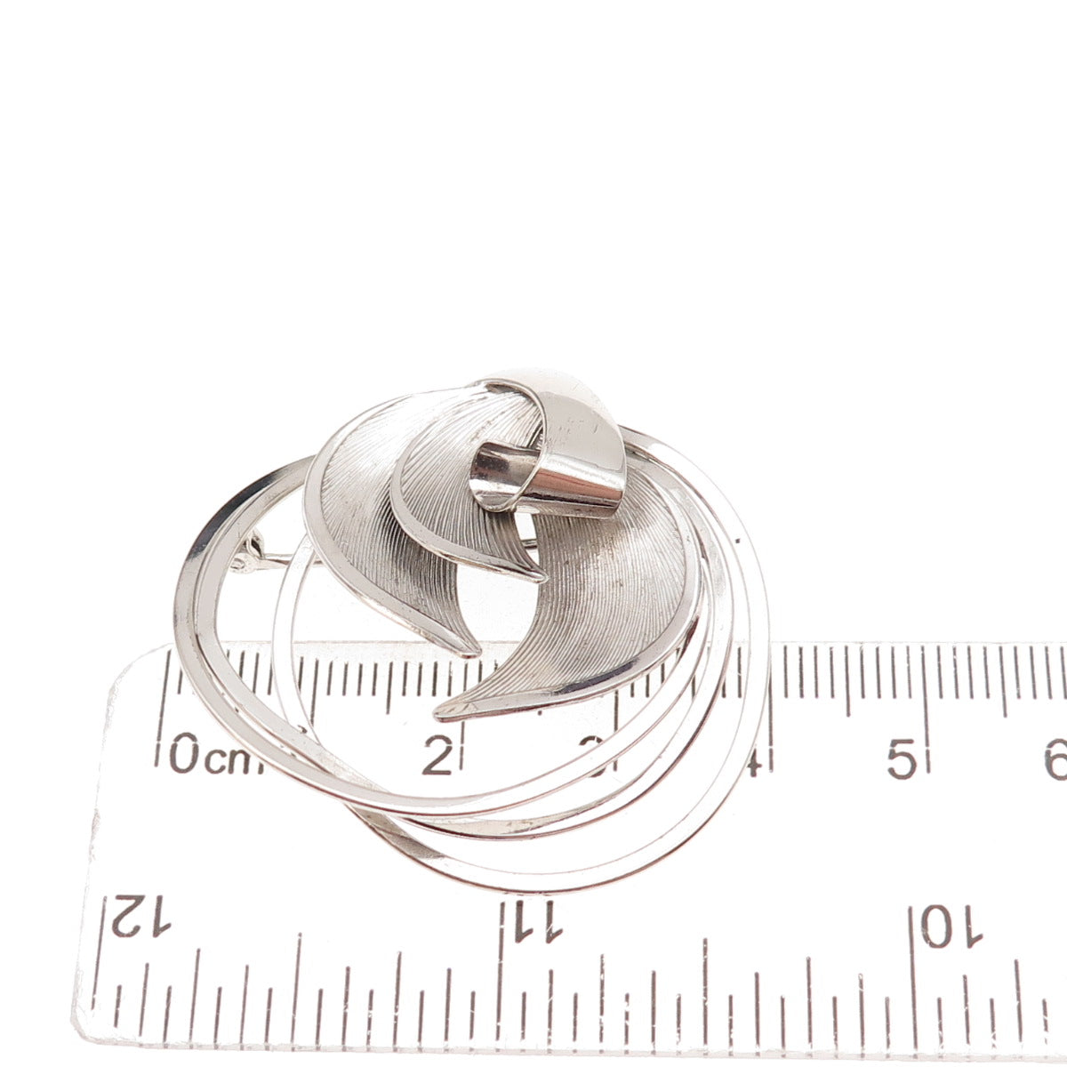 Carl Art 925 Sterling Silver Vintage Modernist Floral Pin Brooch