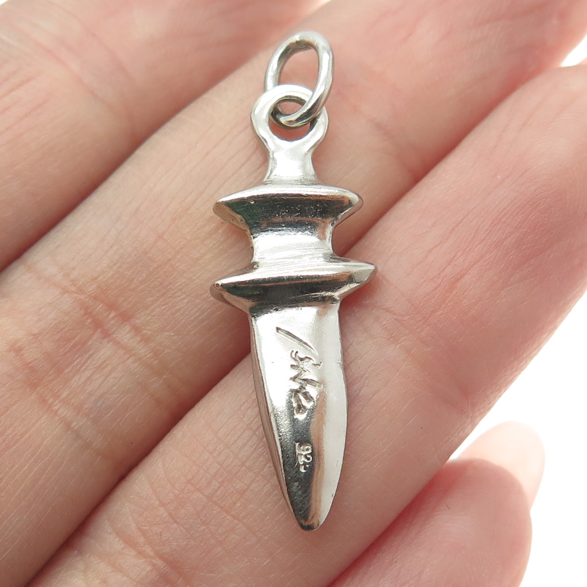 925 Sterling Silver Vintage BNC Dagger Oxidized Charm Pendant