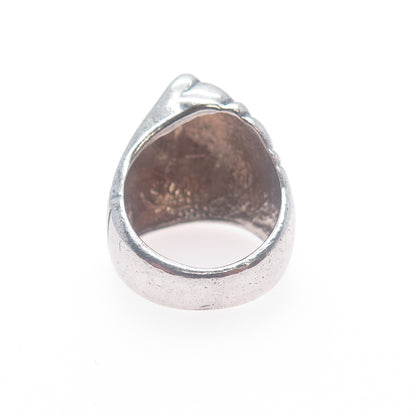 925 Sterling Silver Vintage Modernist Oxidized Ring Size 7.5