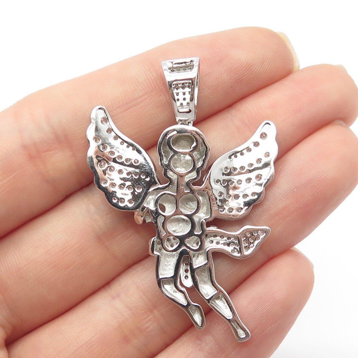 925 Sterling Silver REL C Z Angel Pendant