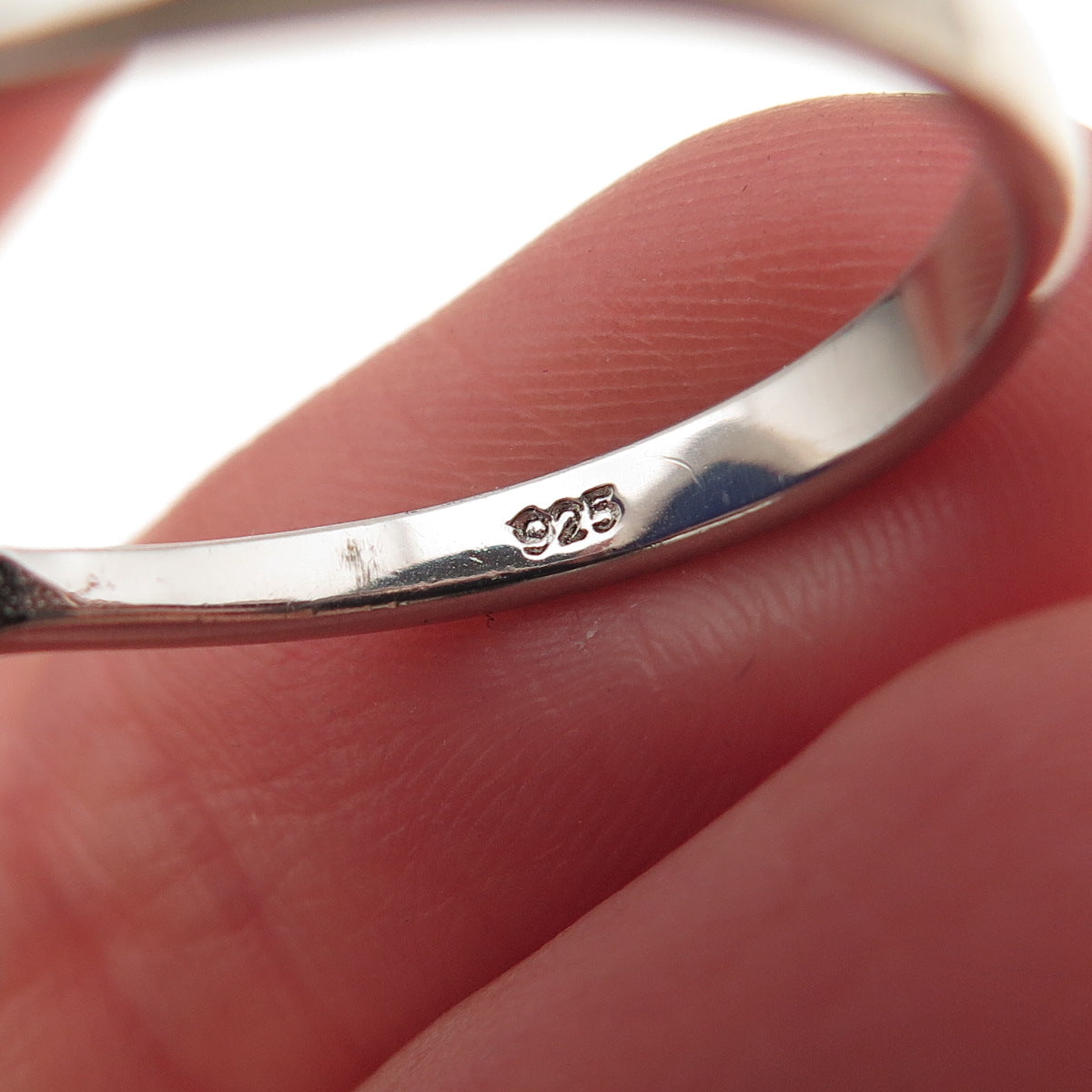 925 Sterling Silver Real Lapis & C Z Heart Ring Size 6.25