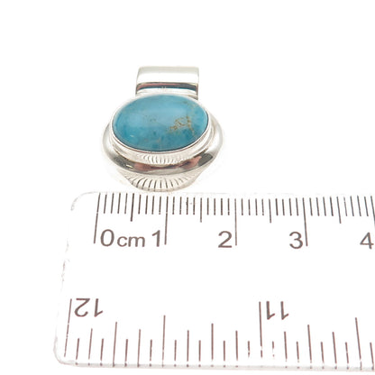ANNIKA WITT Sterling Silver Vintage Mexico Real Turquoise Slide Charm Pendant