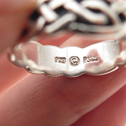 Peter Stone Sterling Silver Vintage Celtic Woven Oxidized Band Ring Size 8.25