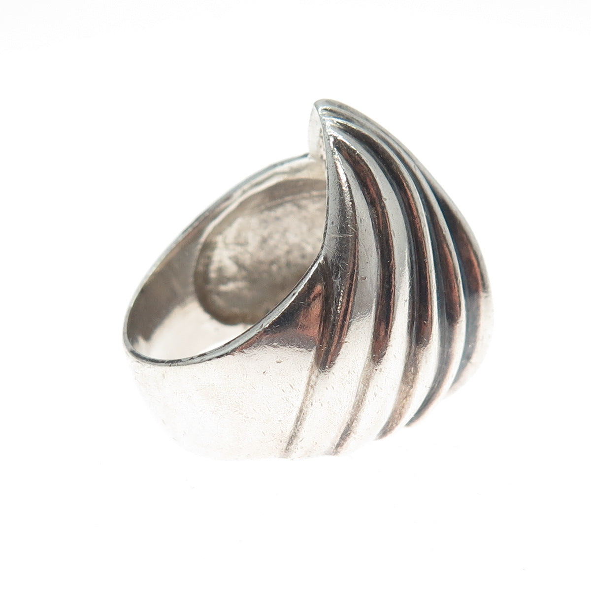 925 Sterling Silver Vintage Modernist Flame Ring Size 6.5