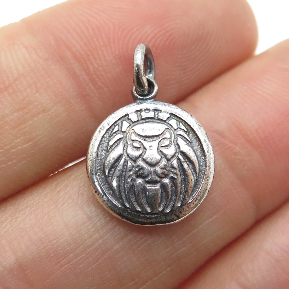 925 Sterling Silver Vintage Leo Zodiac & Dragon Chinese Horoscope Mini Pendant