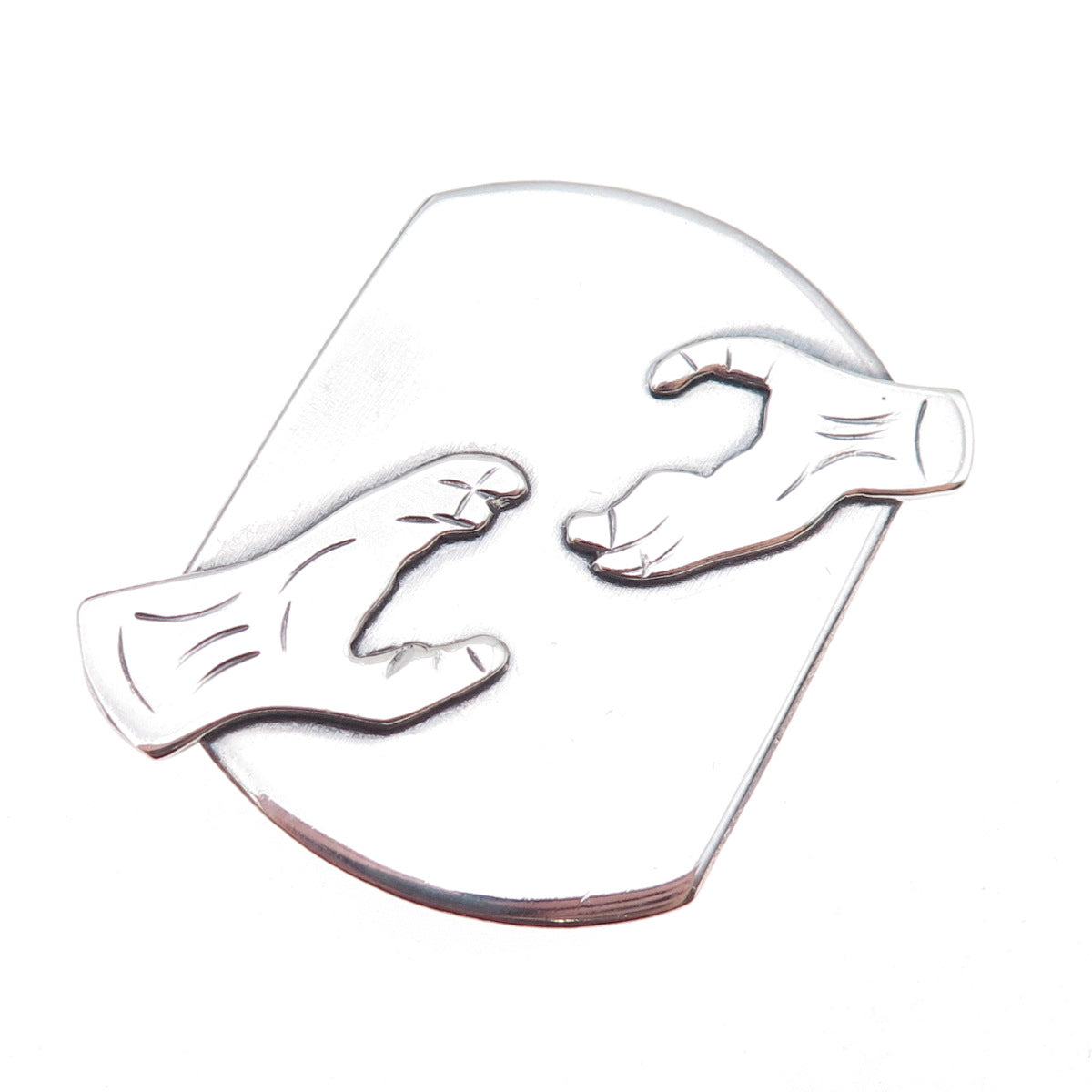 Kathy Walters 925 Sterling Silver Vintage The Creation of Adam Oxidized Brooch