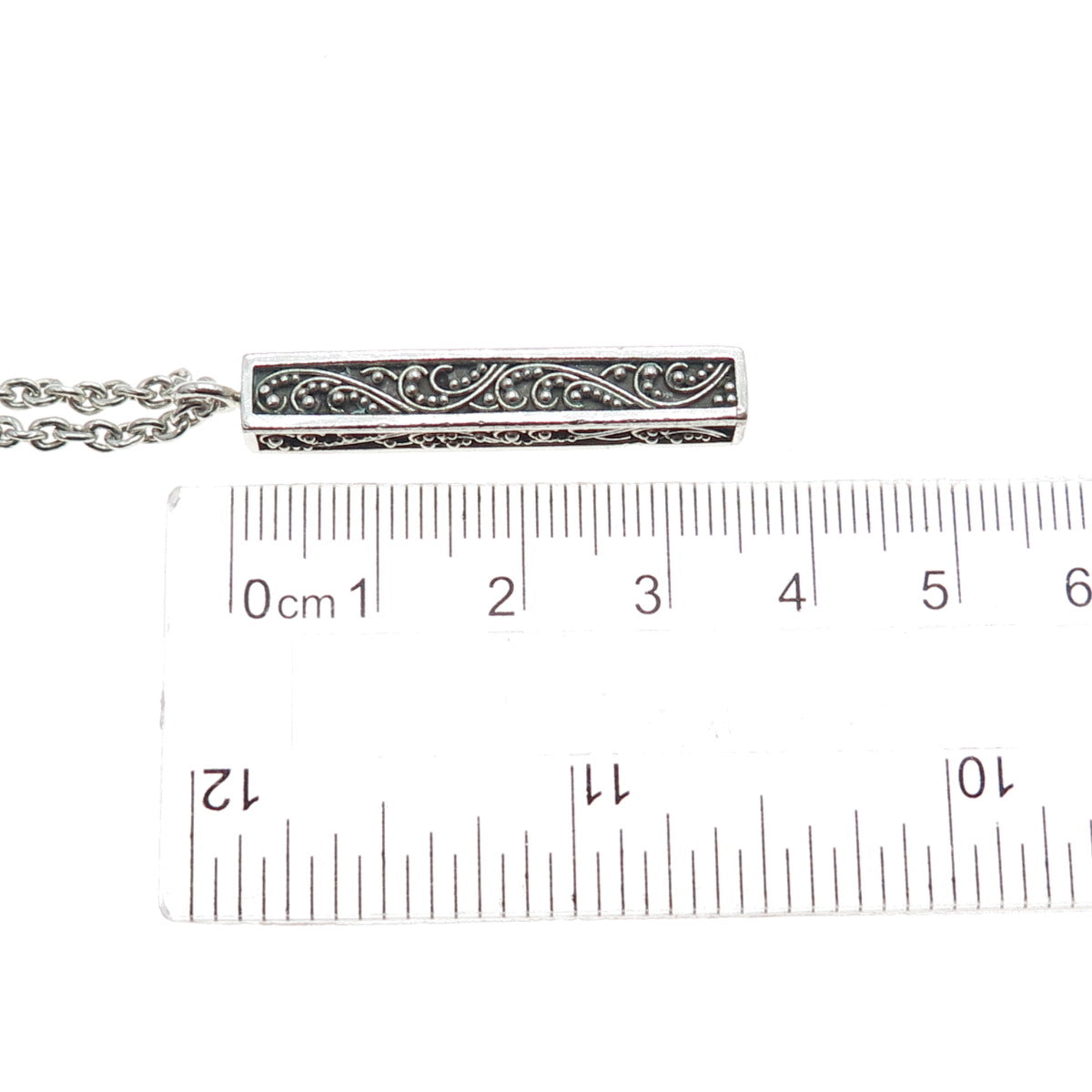 LOIS HILL 925 Sterling Silver Vintage Granulated Scroll Cable Chain Necklace 18"