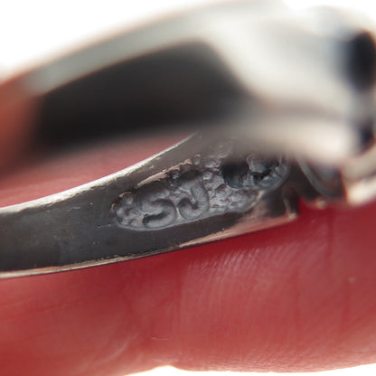 SAJEN 925 Sterling Silver Vintage Real Amethyst & Peridot Oxidized Ring Size 6