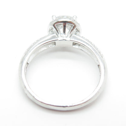 DIAMONOX 925 Sterling Silver Round-Cut Shaped C Z Engagement Ring Size 7