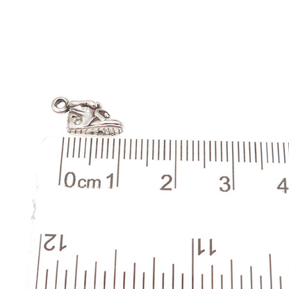 Sunwest 925 Sterling Silver Vintage Real Diamond Shoe Oxidized 3D Charm Pendant