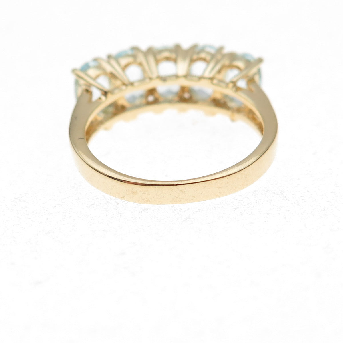 925 Sterling Silver Gold Plated Real Oval-Cut Blue Topaz Ring Size 5