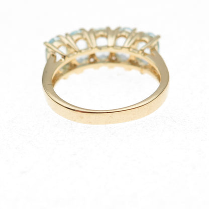 925 Sterling Silver Gold Plated Real Oval-Cut Blue Topaz Ring Size 5