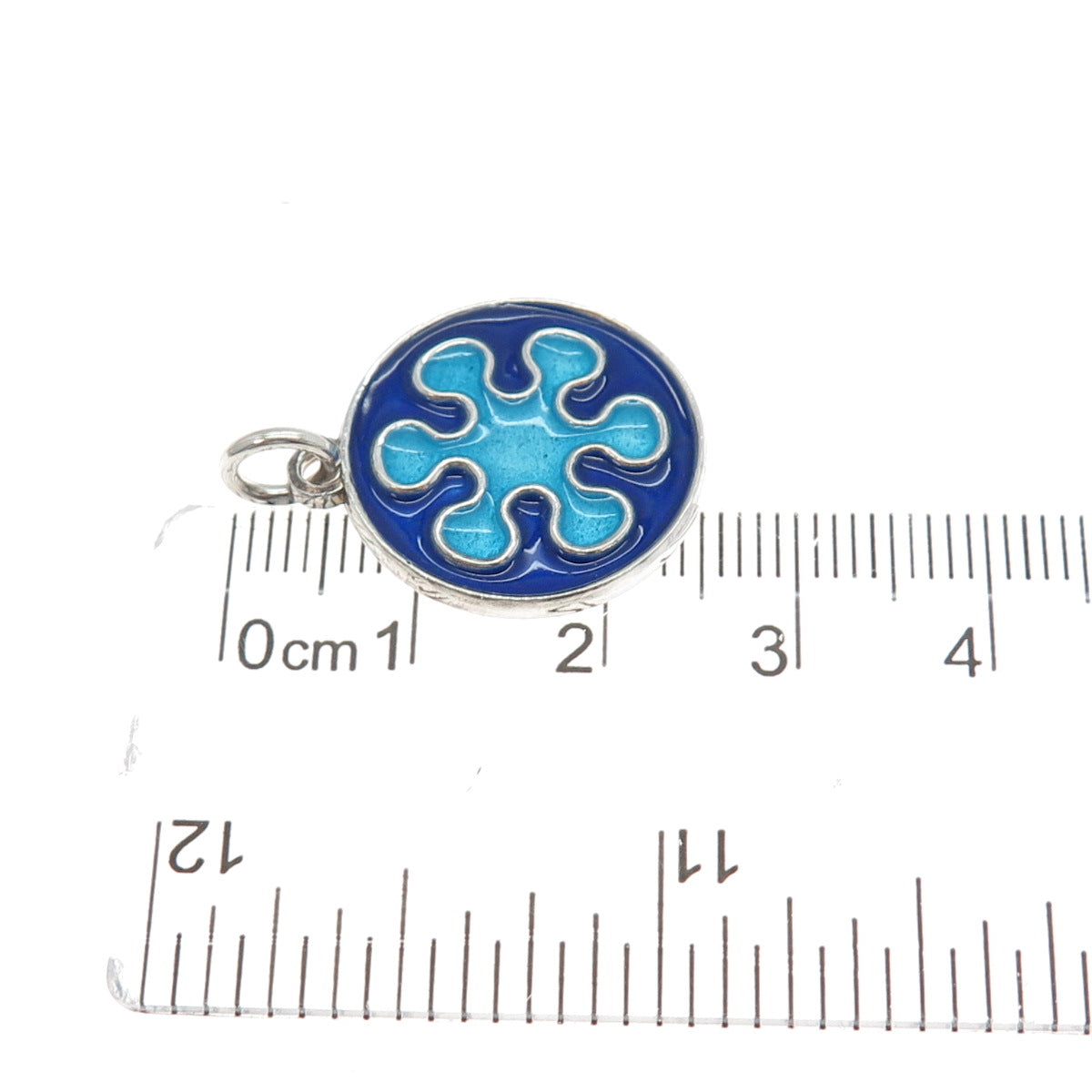 925 Sterling Silver Vintage Enamel Splash Flower Charm Pendant