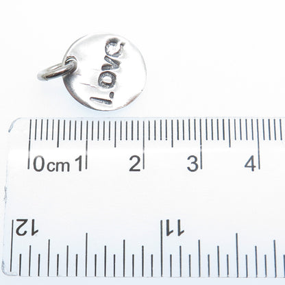 925 Sterling Silver Vintage Heart Love Round Tag Oxidized Mini Charm Pendant