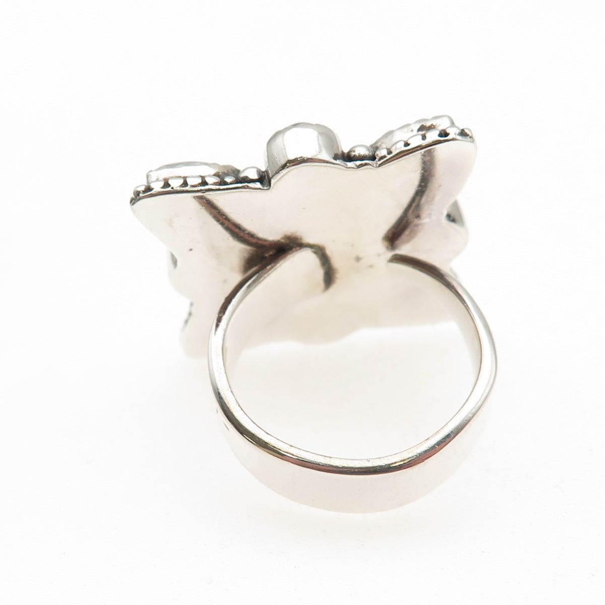 925 Sterling Silver Vintage Real Pink Moonstone Adjustable Ring Size 8.75
