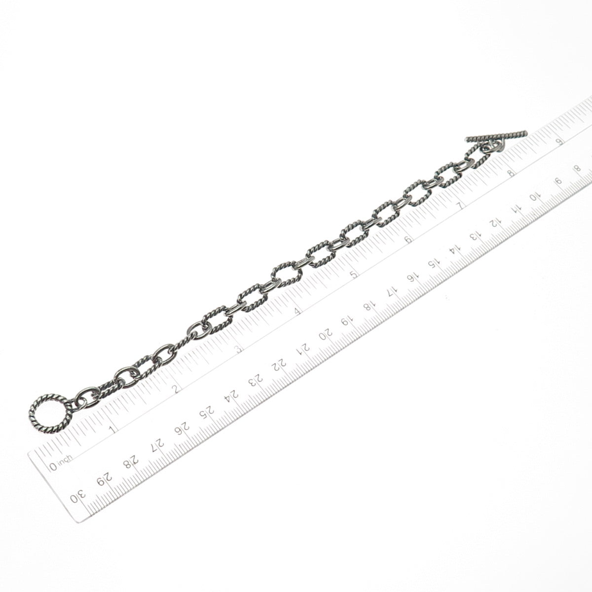 925 Sterling Silver Vintage Cable Link Oxidized Bracelet 7.25"