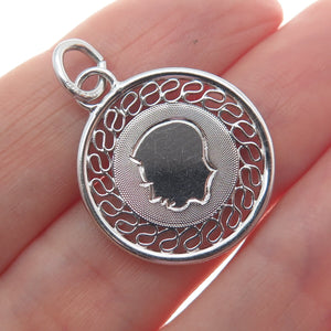 A & Z 925 Sterling Silver Vintage Boy's Face Profile Eternal Curve Charm Pendant